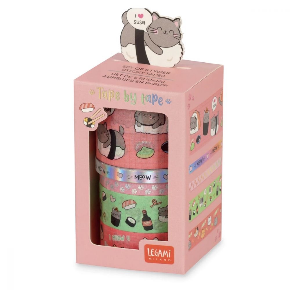 5 SET DE RUBAN ADHESIF EN PAPIER - KITTY