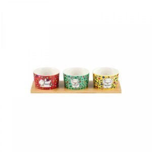 Ravier (set de 3 + plateau) Chat bonheur