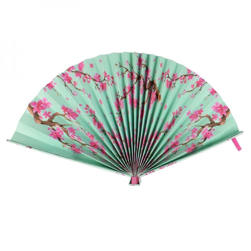 EVENTAIL PLIANT EN PAPIER - FLEUR ROSE