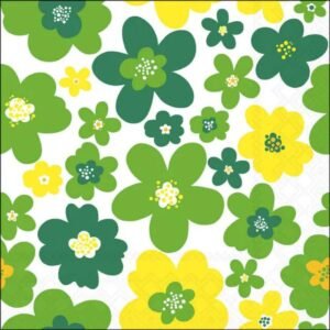 20 SERVIETTES 33X33 - FLEURS VERTES