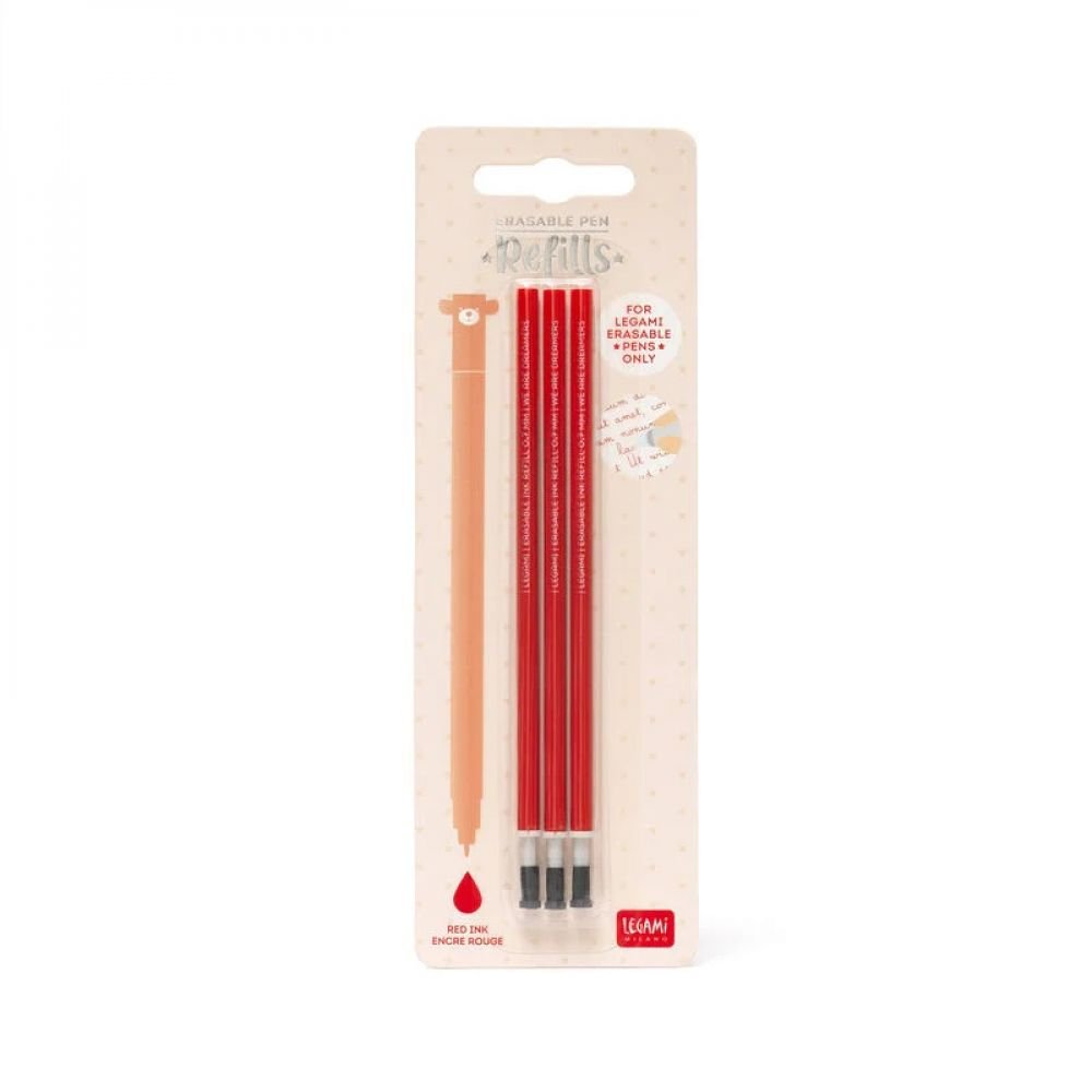 STYLO À ENCRE GEL EFFAÇABLE - 3 RECHARGES ROUGES