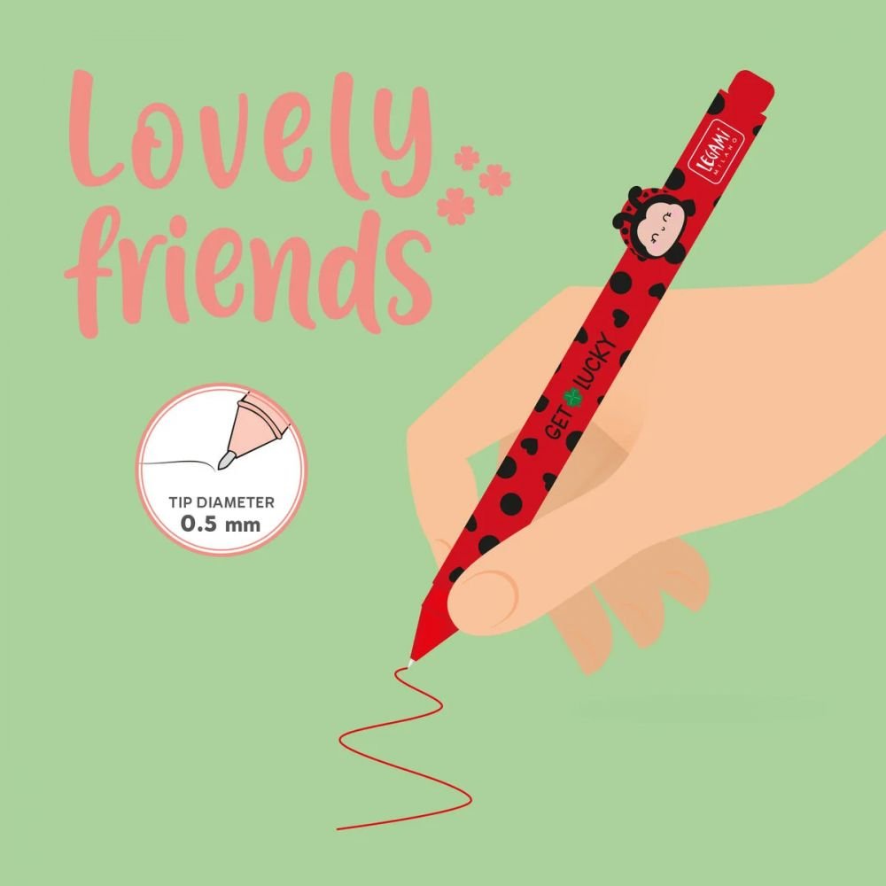 STYLO COCCINELLE 3D LOVELY FRIENDS ENCRE GEL ROUGE â Image 3