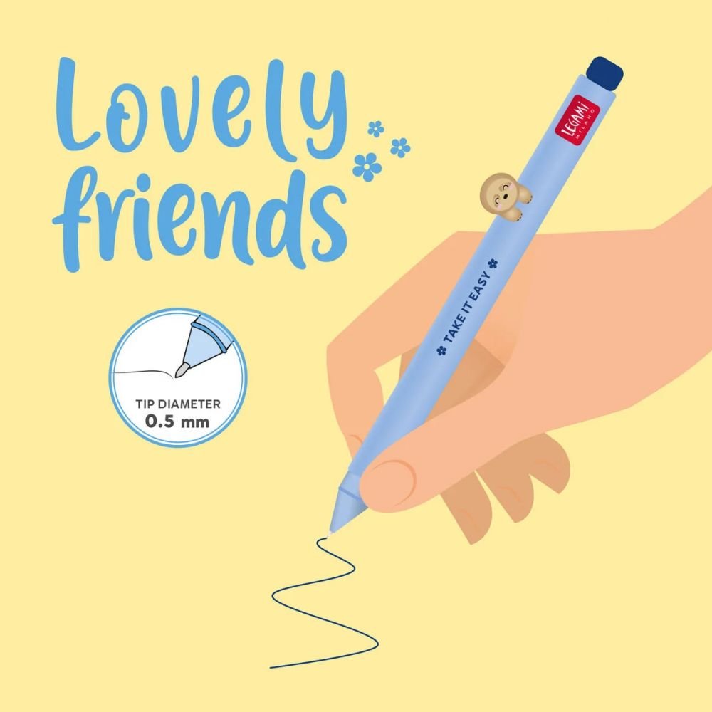 STYLO PARESSEUX 3D ENCRE GEL BLEU - LOVELY FRIENDS – Image 2
