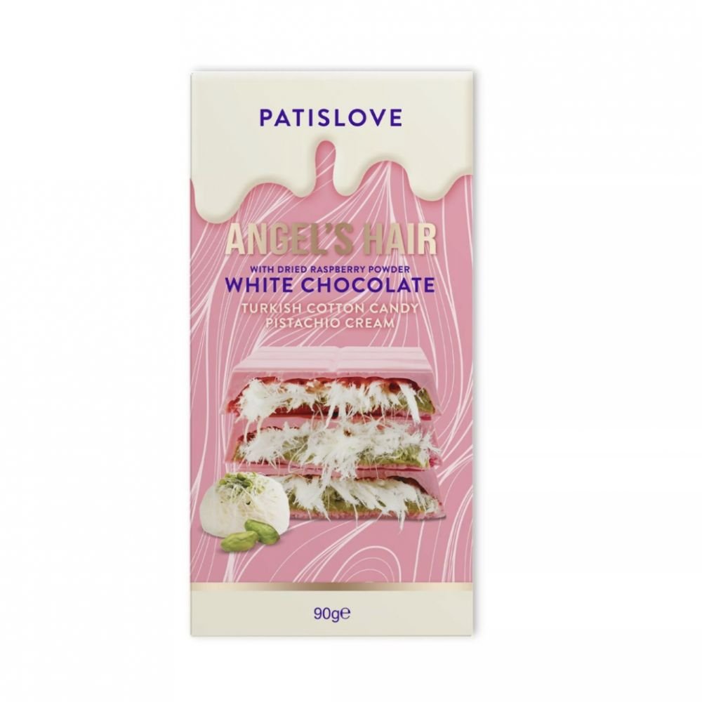 CHOCOLAT BLANC FRAMBOISE BARBE À PAPA PISTACHE 90G