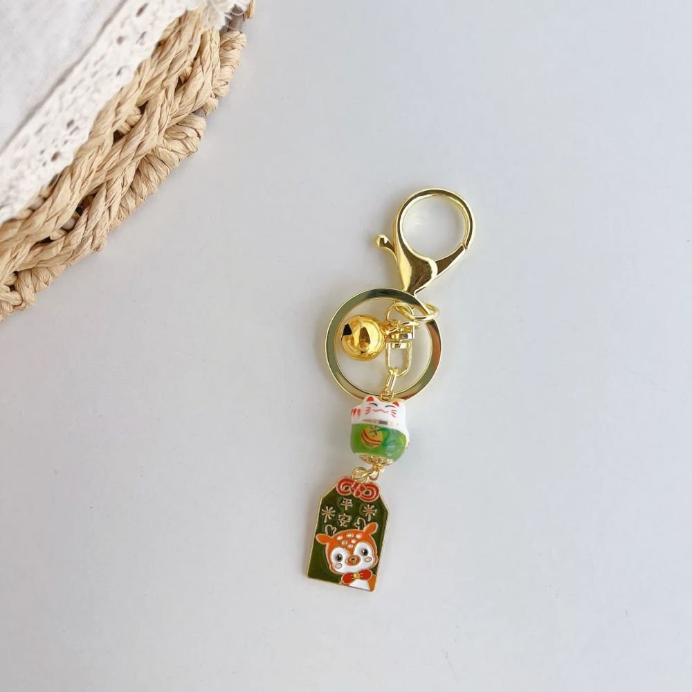 Porte clés Biche verte Lucky Cat Maneki Neko