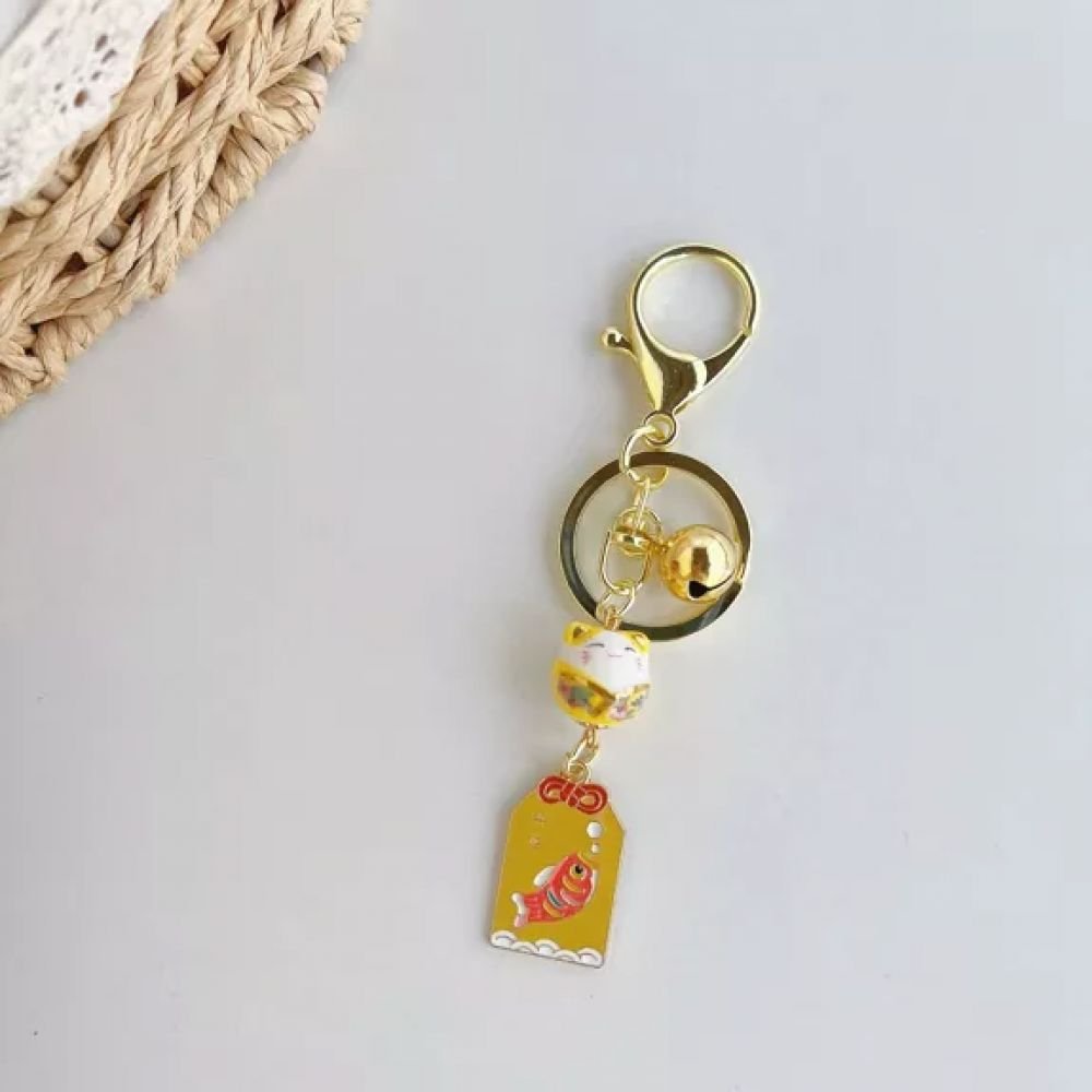 Porte clés Carpe Koï Jaune Lucky Cat Maneki Neko