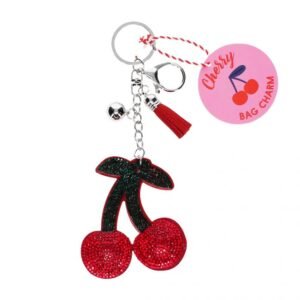 Porte-clés scintillant - Cerise
