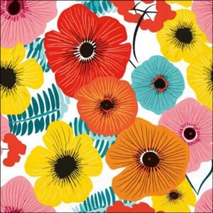 20 SERVIETTES 33X33 - FLEURS D’ETE