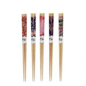 5 PAIRES Baguettes en bois Fleurs