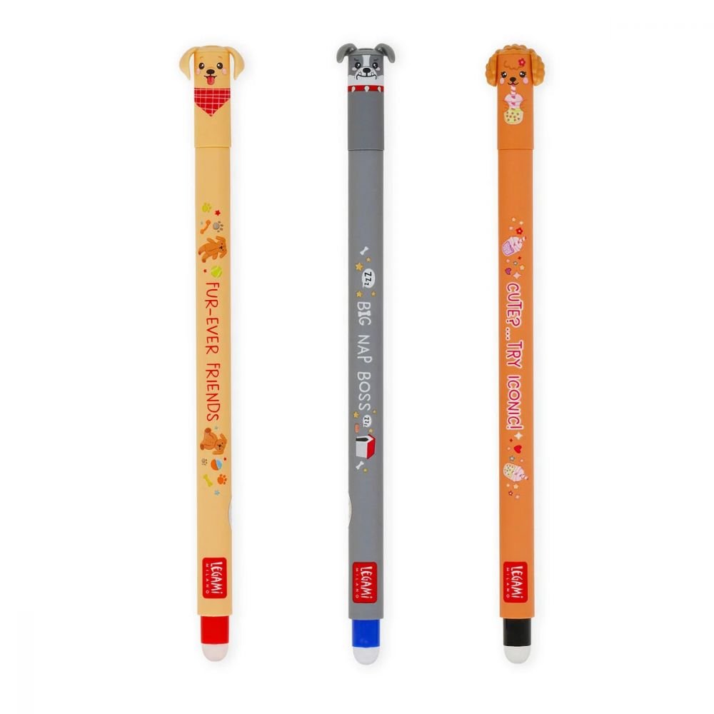 SET DE 3 STYLOS EFFACABLES - CHIENS