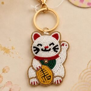 LUCKY CAT - BIJOU DE SAC/PORTE CLES PERLES