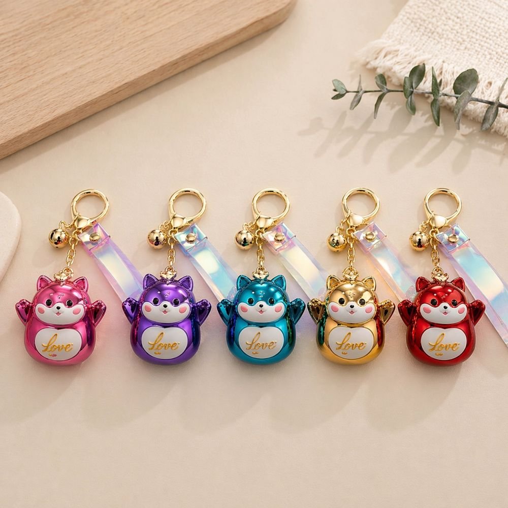 Porte-clés chat - chrome