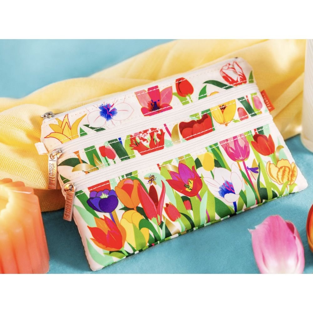 ZIP POUCH - POCHETTE 3 ZIPS - TULIPES