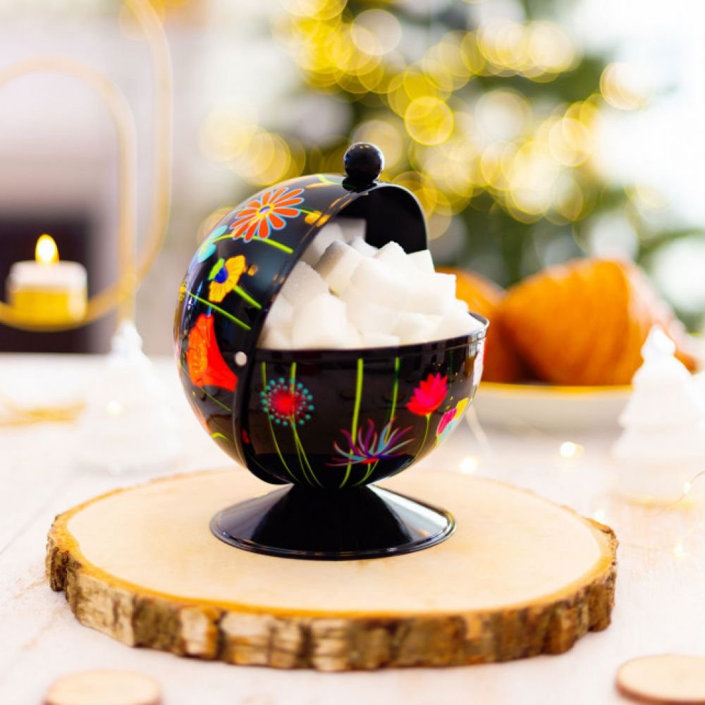 BOULE A SUCRE EN METAL - JARDIN FLEURI - SUGAR POT – Image 3