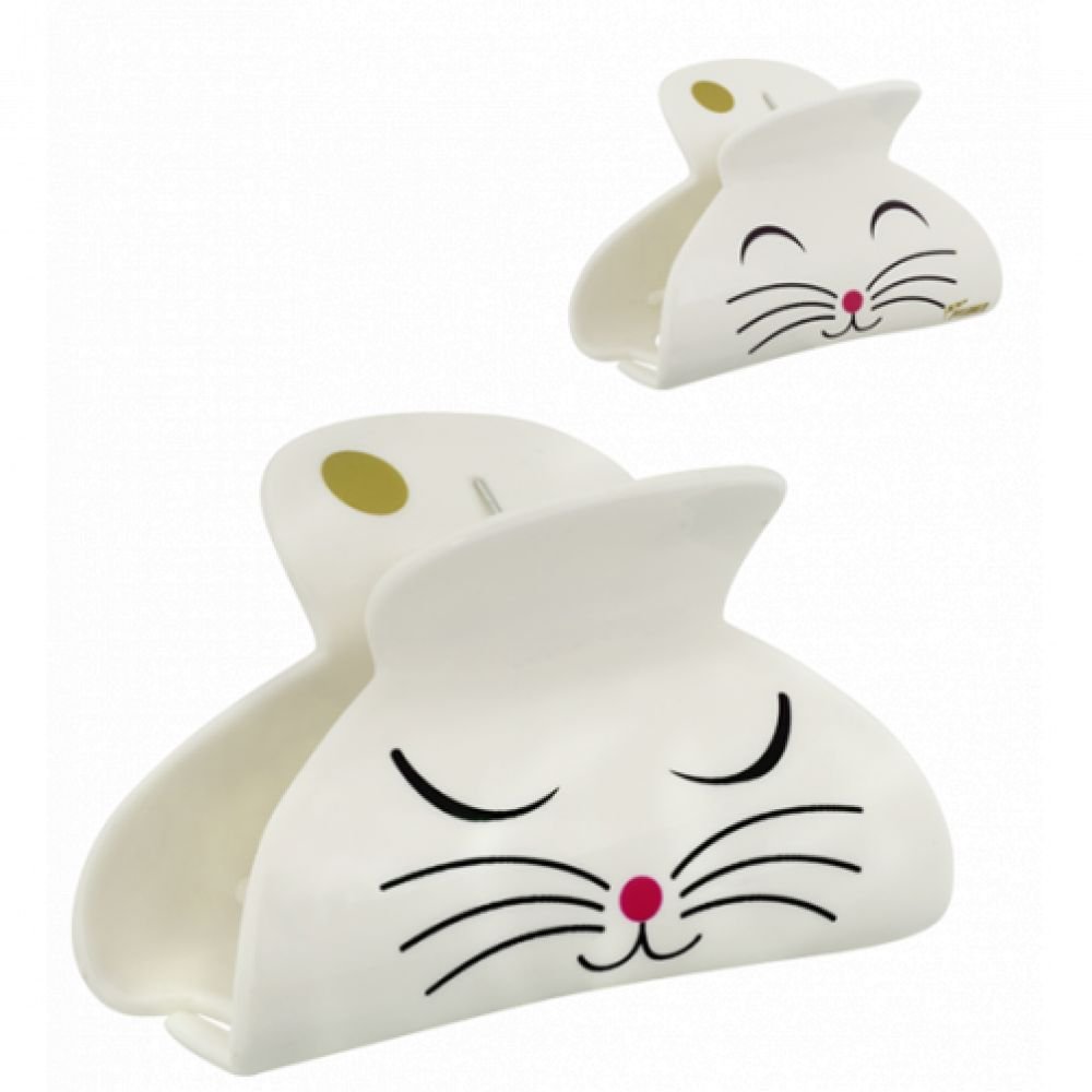 LARGE - PINCE A CHEVEUX - CHAT BLANC - LADYCLIP