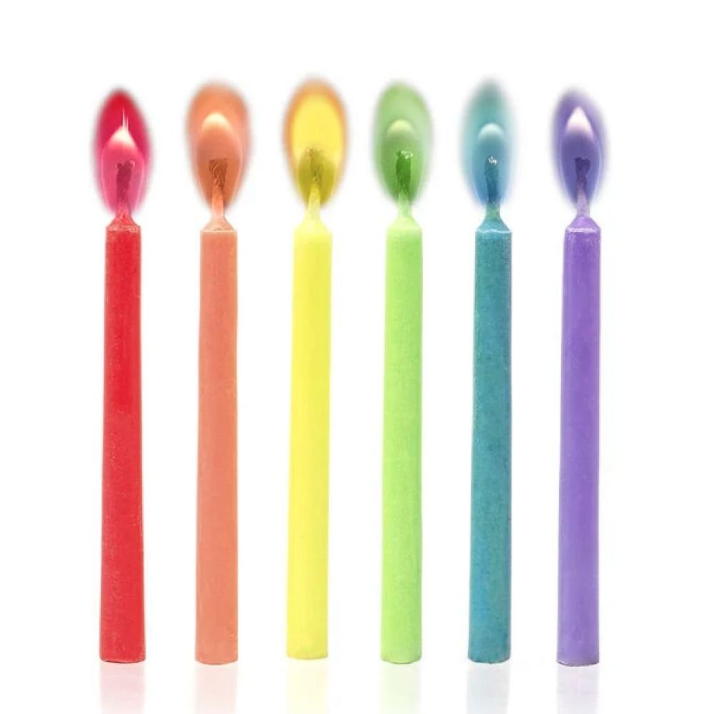 12 BOUGIES FLAMMES COLOREES