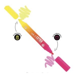 SURLIGNEUR GÉANT PARFUMÉ A DOUBLE POINTE JAUNE+ROSE