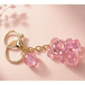 PORTE-CLÉS OURSON CRISTAL - ROSE