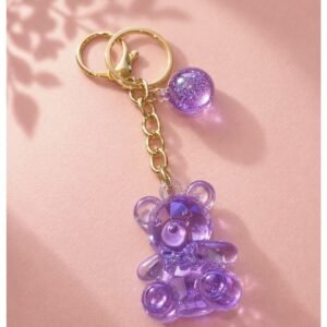 PORTE-CLÉS OURSON CRISTAL - VIOLET