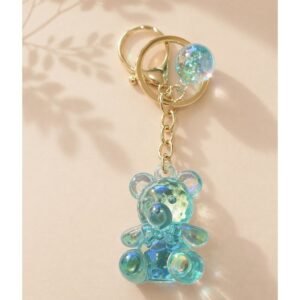 PORTE-CLÉS OURSON CRISTAL - BLEU CLAIR
